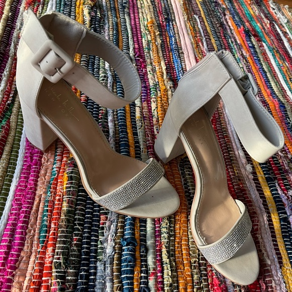 Tan Nicole Miller Rhinestone Ankle Strap Heels - Picture 8 of 8